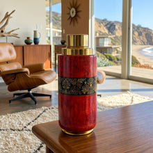 Load image into Gallery viewer, 1960s Astonishing Red Cocktail Shaker in Parchment. Made in Italy Madinteriorart by Maden