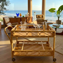 Load image into Gallery viewer, 1960s Exquisite Italian Bamboo & Rattan Bar Cart by Franco Albini - Mid Century Trolley Madinteriorart by Maden
