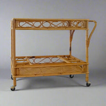 Load image into Gallery viewer, 1960s Gorgeous and elegant serving bar cart in bamboo & rattan by Franco Albini. Made in Italy Madinteriorart by Maden