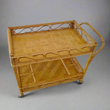 Load image into Gallery viewer, 1960s Gorgeous and elegant serving bar cart in bamboo & rattan by Franco Albini. Made in Italy Madinteriorart by Maden