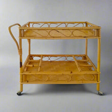 Load image into Gallery viewer, 1960s Gorgeous and elegant serving bar cart in bamboo & rattan by Franco Albini. Made in Italy Madinteriorart by Maden