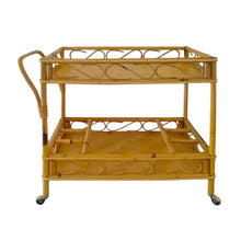 Load image into Gallery viewer, 1960s Gorgeous and elegant serving bar cart in bamboo & rattan by Franco Albini. Made in Italy Madinteriorart by Maden