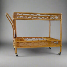Load image into Gallery viewer, 1960s Gorgeous and elegant serving bar cart in bamboo & rattan by Franco Albini. Made in Italy Madinteriorart by Maden