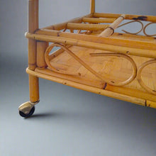 Load image into Gallery viewer, 1960s Gorgeous and elegant serving bar cart in bamboo & rattan by Franco Albini. Made in Italy Madinteriorart by Maden