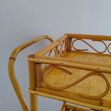 Load image into Gallery viewer, 1960s Gorgeous and elegant serving bar cart in bamboo & rattan by Franco Albini. Made in Italy Madinteriorart by Maden