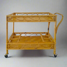 Load image into Gallery viewer, 1960s Gorgeous and elegant serving bar cart in bamboo & rattan by Franco Albini. Made in Italy Madinteriorart by Maden