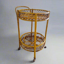 Load image into Gallery viewer, 1960s Gorgeous Bamboo & Rattan Serving Bar Cart Trolley by Franco Albini. Made in Italy Madinteriorart by Maden