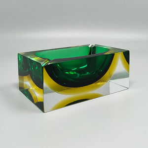 1960s Gorgeous Green and Yellow Rectangular Ashtray or Catchall By Flavio Poli for Seguso. Made in Italy Madinteriorart by Maden