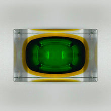 Load image into Gallery viewer, 1960s Gorgeous Green and Yellow Rectangular Ashtray or Catchall By Flavio Poli for Seguso. Made in Italy Madinteriorart by Maden
