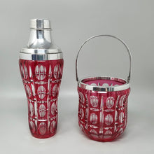 Load image into Gallery viewer, 1960s Gorgeous Red Bohemian Cut Crystal Glass Cocktail Shaker With Ice Bucket. Made in Italy Madinteriorart by Maden