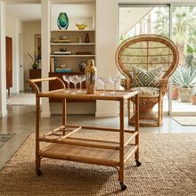 Load image into Gallery viewer, 1960s Italian Mid-Century Modern Bamboo & Rattan Bar Cart. Made in Italy Madinteriorart by Maden