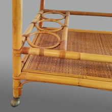 Load image into Gallery viewer, 1960s Luxury Handcrafted and Elegant Bar Cart in Bamboo e Rattan. Made in Italy Madinteriorart by Maden