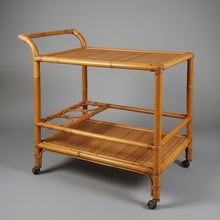 Load image into Gallery viewer, 1960s Luxury Handcrafted and Elegant Bar Cart in Bamboo e Rattan. Made in Italy Madinteriorart by Maden