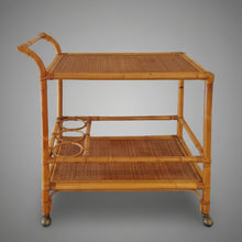 Load image into Gallery viewer, 1960s Luxury Handcrafted and Elegant Bar Cart in Bamboo e Rattan. Made in Italy Madinteriorart by Maden