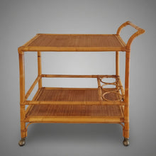 Load image into Gallery viewer, 1960s Italian Mid-Century Modern Bamboo & Rattan Bar Cart. Made in Italy - Madinteriorart by Maden