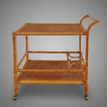 Load image into Gallery viewer, 1960s Luxury Handcrafted and Elegant Bar Cart in Bamboo e Rattan. Made in Italy Madinteriorart by Maden