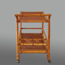 Load image into Gallery viewer, 1960s Luxury Handcrafted and Elegant Bar Cart in Bamboo e Rattan. Made in Italy Madinteriorart by Maden