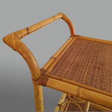 Load image into Gallery viewer, 1960s Luxury Handcrafted and Elegant Bar Cart in Bamboo e Rattan. Made in Italy Madinteriorart by Maden