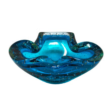 Load image into Gallery viewer, 1960s Mid-century Blue Ashtray or Catchall in Bullicante Murano Glass by Flavio Poli. Madinteriorart by Maden
