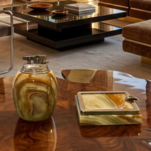 Load image into Gallery viewer, 1960s Mid-Century Modern Italian Onyx Smoking Set with Table Lighter & Ashtray Madinteriorart by Maden