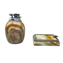 Load image into Gallery viewer, 1960s Mid-Century Modern Italian Onyx Smoking Set with Table Lighter & Ashtray Madinteriorart by Maden
