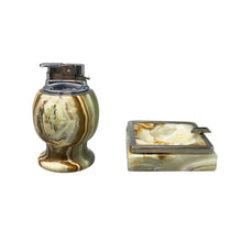 Load image into Gallery viewer, 1960s Mid-Century Modern Italian Onyx Smoking Set with Table Lighter & Ashtray Madinteriorart by Maden