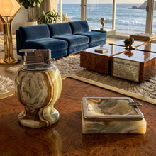 Load image into Gallery viewer, 1960s Mid-Century Modern Italian Onyx Smoking Set with Table Lighter & Ashtray Madinteriorart by Maden
