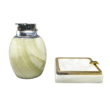 Load image into Gallery viewer, 1960s Mid-Century Modern Italian Onyx Smoking Set with Table Lighter & Ashtray Madinteriorart by Maden