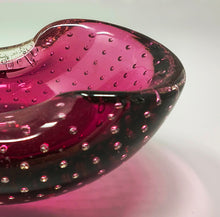 Load image into Gallery viewer, 1960s Mid-century Pink Ashtray or Catchall in Bullicante Murano Glass by Flavio Poli Madinteriorart by Maden