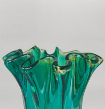 Load image into Gallery viewer, 1970s Astonishing Emerald Green "Fazzoletto" Vase By Michielotto in Murano Glass. Made in Italy Madinteriorart by Maden