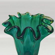 Load image into Gallery viewer, 1970s Astonishing Emerald Green "Fazzoletto" Vase By Michielotto in Murano Glass. Made in Italy Madinteriorart by Maden
