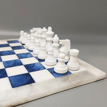 Load image into Gallery viewer, 1970s Elegant Blue and White Chess Set in Volterra Alabaster Handmade. Made in Italy - Madinteriorart by Maden