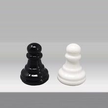 Load image into Gallery viewer, 1970s Gorgeous Black and White Chess Set in Volterra Alabaster Handmade. Made in Italy Madinteriorart by Maden