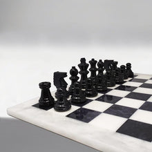 Load image into Gallery viewer, 1970s Gorgeous Black and White Chess Set in Volterra Alabaster Handmade. Made in Italy Madinteriorart by Maden