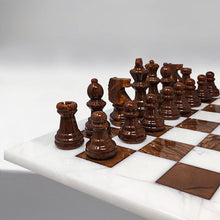 Load image into Gallery viewer, 1970s Gorgeous Brown and White Chess Set in Volterra Alabaster Handmade. Made in Italy Madinteriorart by Maden