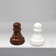 Load image into Gallery viewer, 1970s Gorgeous Brown and White Chess Set in Volterra Alabaster Handmade. Made in Italy Madinteriorart by Maden