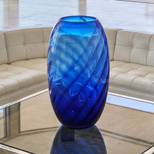Load image into Gallery viewer, 1970s Gorgeous Large Blue Vase by Ind. Vetraria Valdarnese. Made in Italy Madinteriorart by Maden