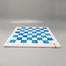 Load image into Gallery viewer, 1970s Gorgeous Sky Blue and White Chess Set in Volterra Alabaster Handmade. Made in Italy Madinteriorart by Maden