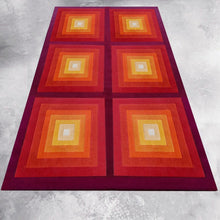 Load image into Gallery viewer, 1970s Gorgeous Verner Panton Style "Quadrat" Geometric Op Art Rug. Made in England - Madinteriorart by Maden