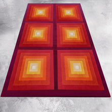 Load image into Gallery viewer, 1970s Gorgeous Verner Panton Style "Quadrat" Geometric Op Art Rug. Made in England Madinteriorart by Maden