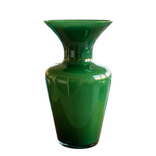 Load image into Gallery viewer, 1970s Italian Murano Blown Glass Emerald Green Vase by Maestro del Vetro. Madinteriorart by Maden