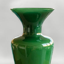 Load image into Gallery viewer, 1970s Italian Murano Blown Glass Emerald Green Vase by Maestro del Vetro. Madinteriorart by Maden