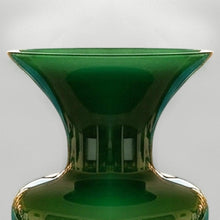 Load image into Gallery viewer, 1970s Italian Murano Blown Glass Emerald Green Vase by Maestro del Vetro. Madinteriorart by Maden