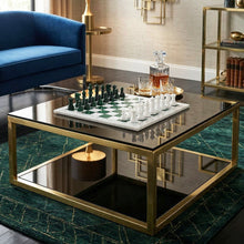 Load image into Gallery viewer, 1970s Italian Volterra Alabaster Chess Set in Rare Forest Green and White - Madinteriorart by Maden