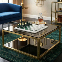 Load image into Gallery viewer, 1970s Italian Volterra Alabaster Chess Set in Rare Forest Green and White Madinteriorart by Maden