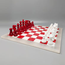 Load image into Gallery viewer, 1970s Italian Volterra Alabaster Chess Set – Rare in Red & White. Made in Italy Madinteriorart by Maden
