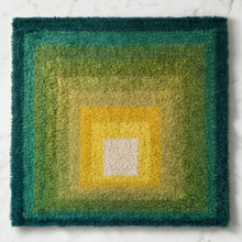 Load image into Gallery viewer, 1970s Mid-Century Modern "Homage to the Square" Shag Rug – Geometric Op-Art Textile / Wall Tapestry tappeto Madinteriorart by Maden