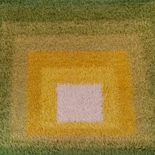 Load image into Gallery viewer, 1970s Mid-Century Modern "Homage to the Square" Shag Rug – Geometric Op-Art Textile / Wall Tapestry tappeto Madinteriorart by Maden