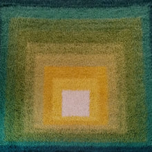 Load image into Gallery viewer, 1970s Mid-Century Modern "Homage to the Square" Shag Rug – Geometric Op-Art Textile / Wall Tapestry tappeto Madinteriorart by Maden