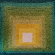 Load image into Gallery viewer, 1970s Mid-Century Modern "Homage to the Square" Shag Rug – Geometric Op-Art Textile / Wall Tapestry tappeto Madinteriorart by Maden